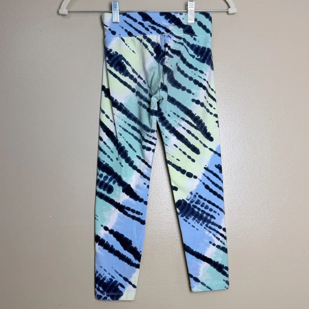 Justice Leggings Girls Size 7/8 Blue Green Tie Dye Athletic High Rise Y2K Dance